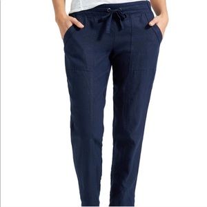Athleta 100% Linen Navy Blue Ankle Pant